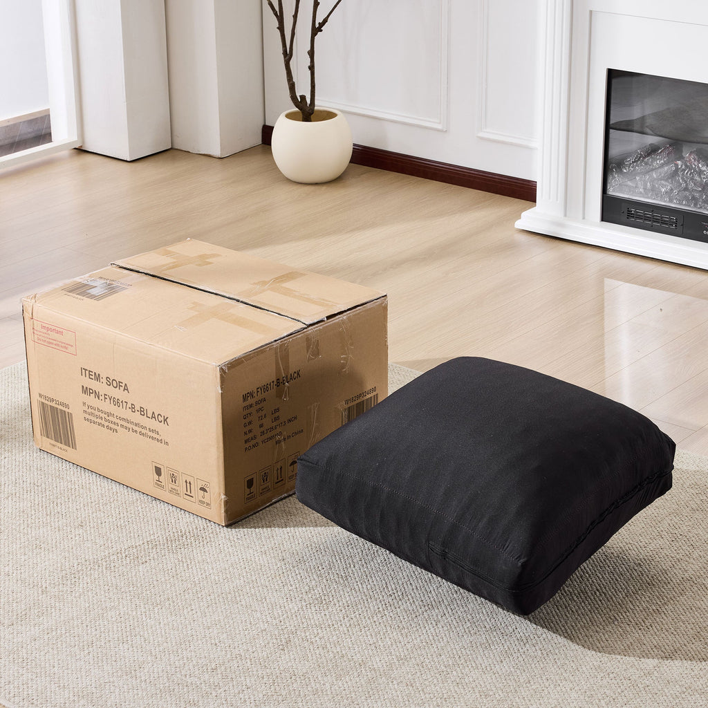 99*69' Modular Sectional Living Room Sofa Set, Modern Minimalist Style Couch, Upholstered Sleeper Sofa for Living Room, Bedroom, 2 PC Free Combination, Installation-free Sofa, L-Shape, Black