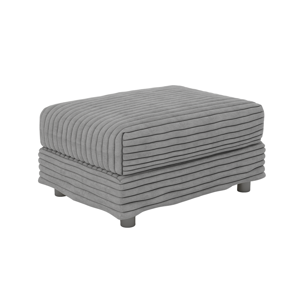 102.4 'Plush Corduroy 4-Seat Sofa,Modern Comfy Upholstered Sofa Cloud Couch,Deep Seat Couches with Soft Pillows and Movable Ottoman,Convertible Sofa Lounge Chair,for Living Room,Apartment,Office,Grey