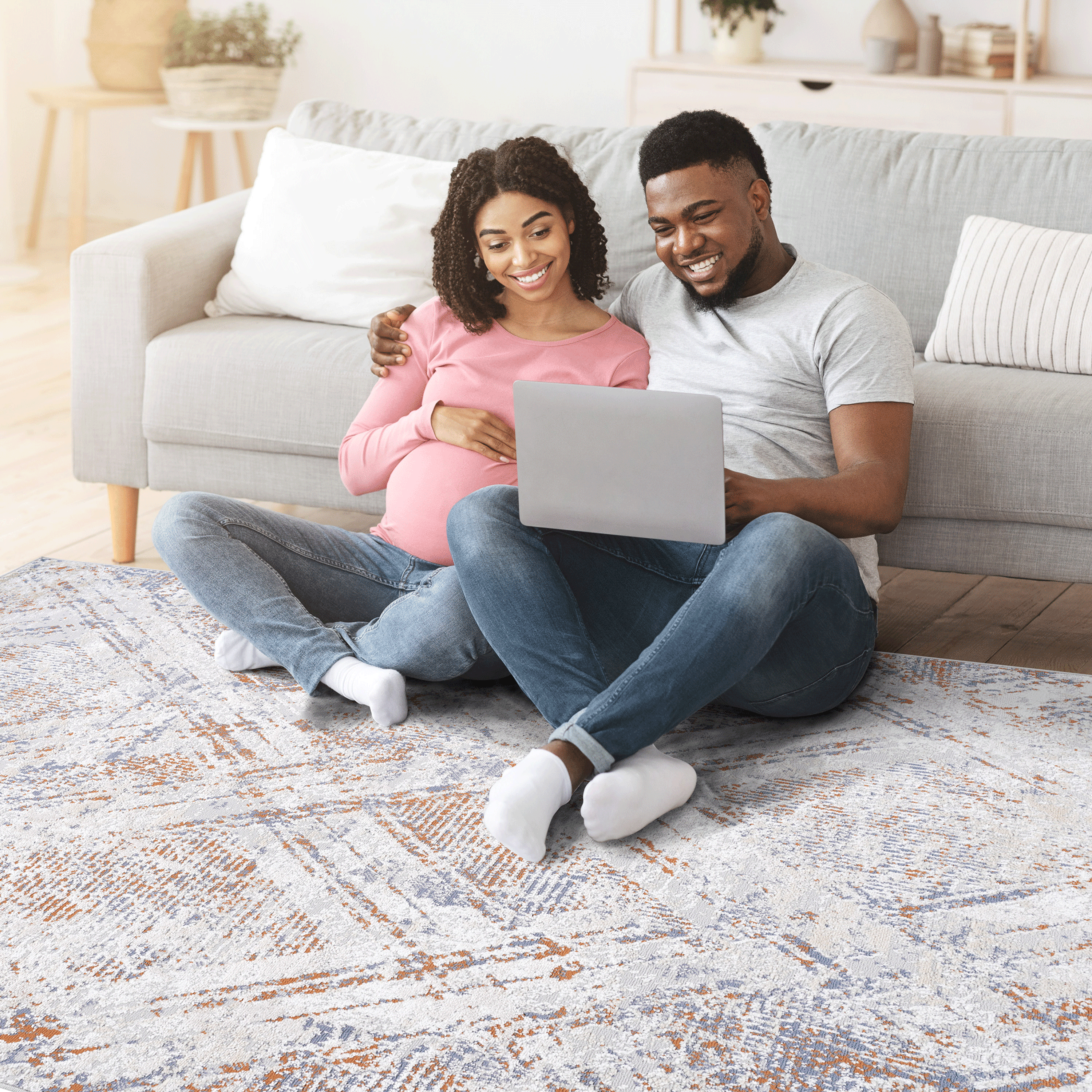 NAAR PAYAS Collection 2X8 Beige / Geometric Runner Rug