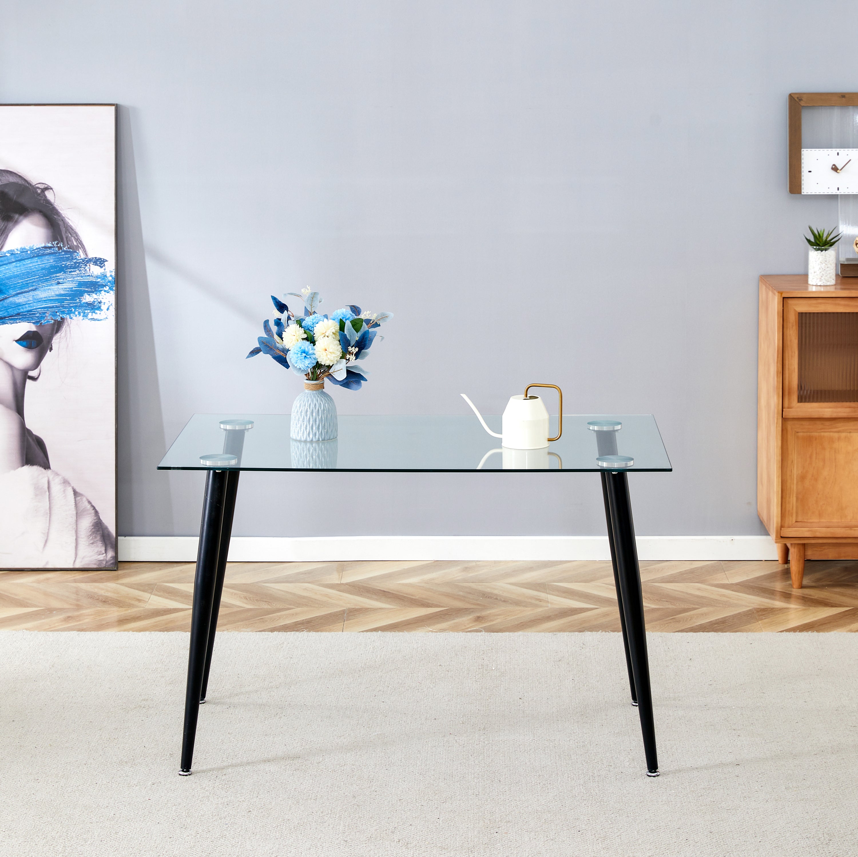 Glass Dining Table  Transparent, 130*80* 8MM