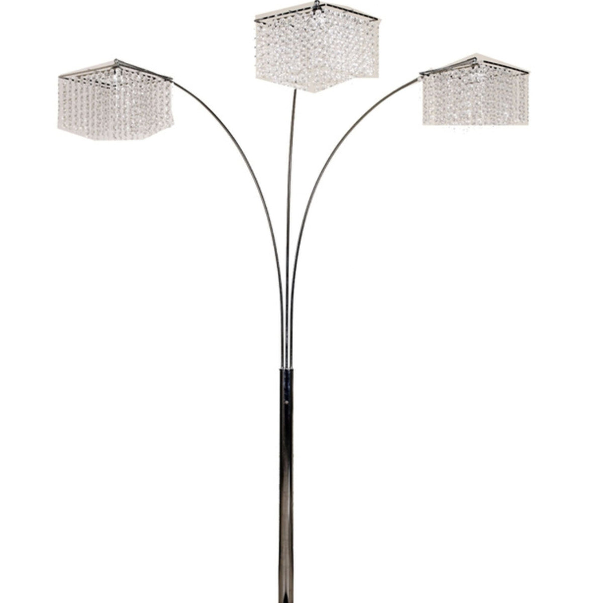 84' Tall Metal Floor Lamp with 3 Crystal Shaded Arches