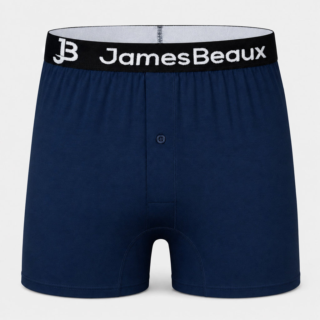 Men's Bamboo Boxer Shorts - Anti-Chafe & Breathable Underwear (Navy)