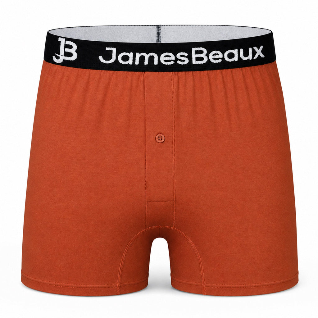 Men's Bamboo Boxer Shorts - Ultra-Soft & Breathable Underwear (Orange)