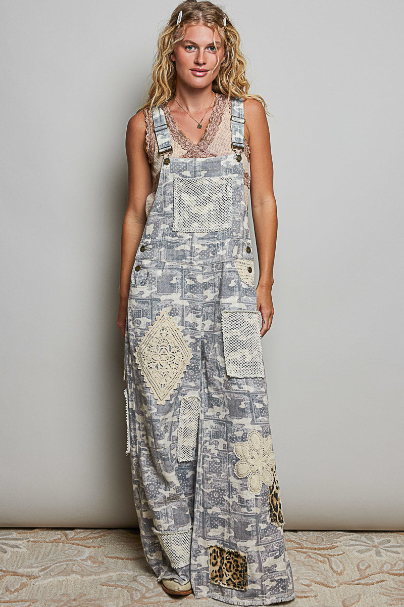POL Almond Camo Overalls