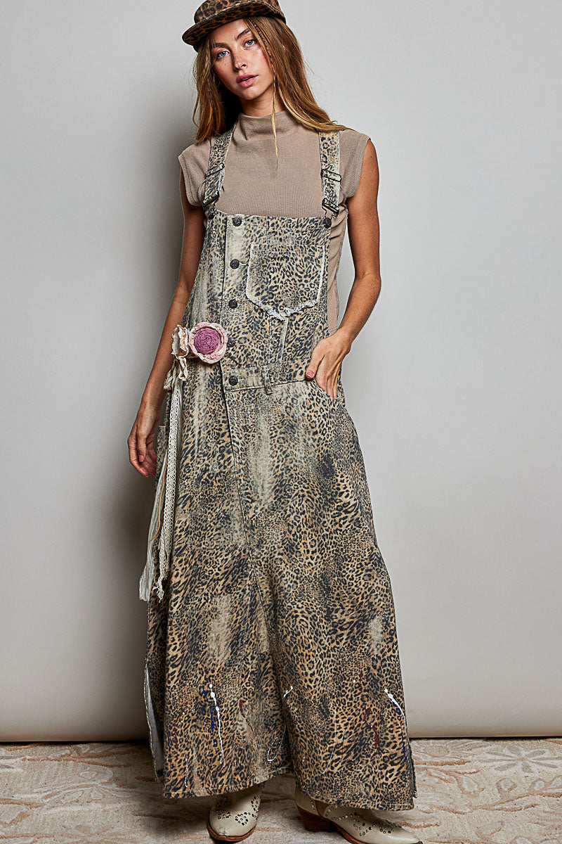 POL Choco Leo Overalls Maxi Long Dress