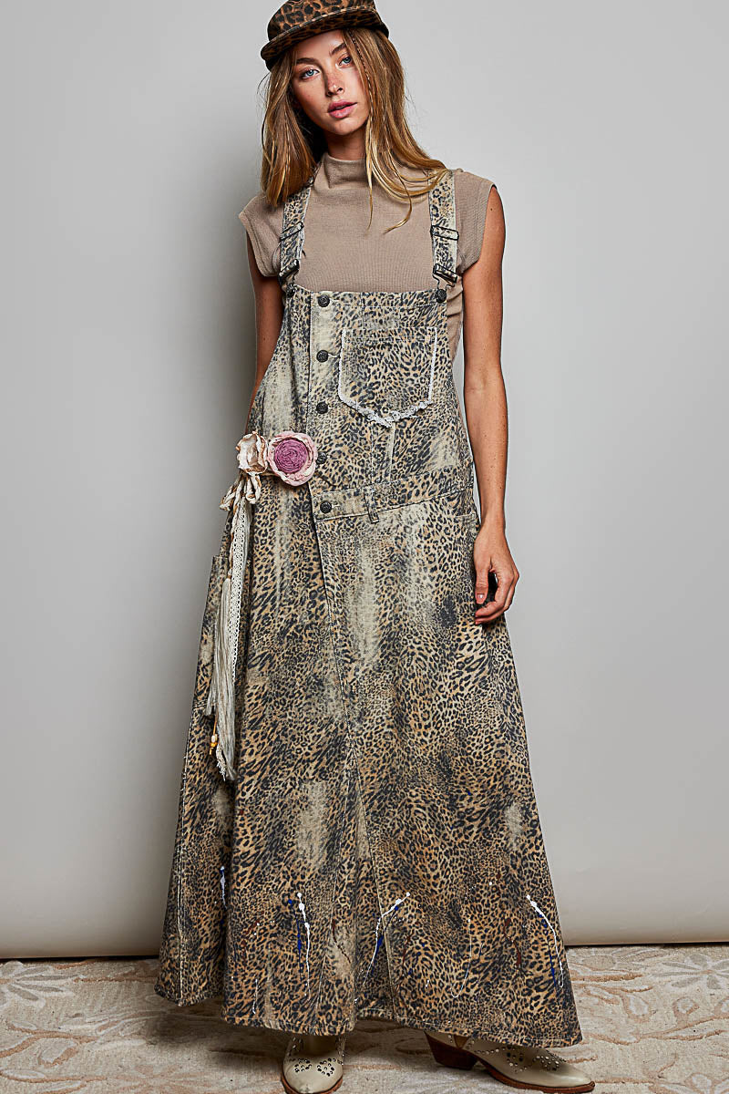 POL Choco Leo Overalls Maxi Long Dress