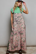 POL Pink Floral Overalls Maxi Long Dress