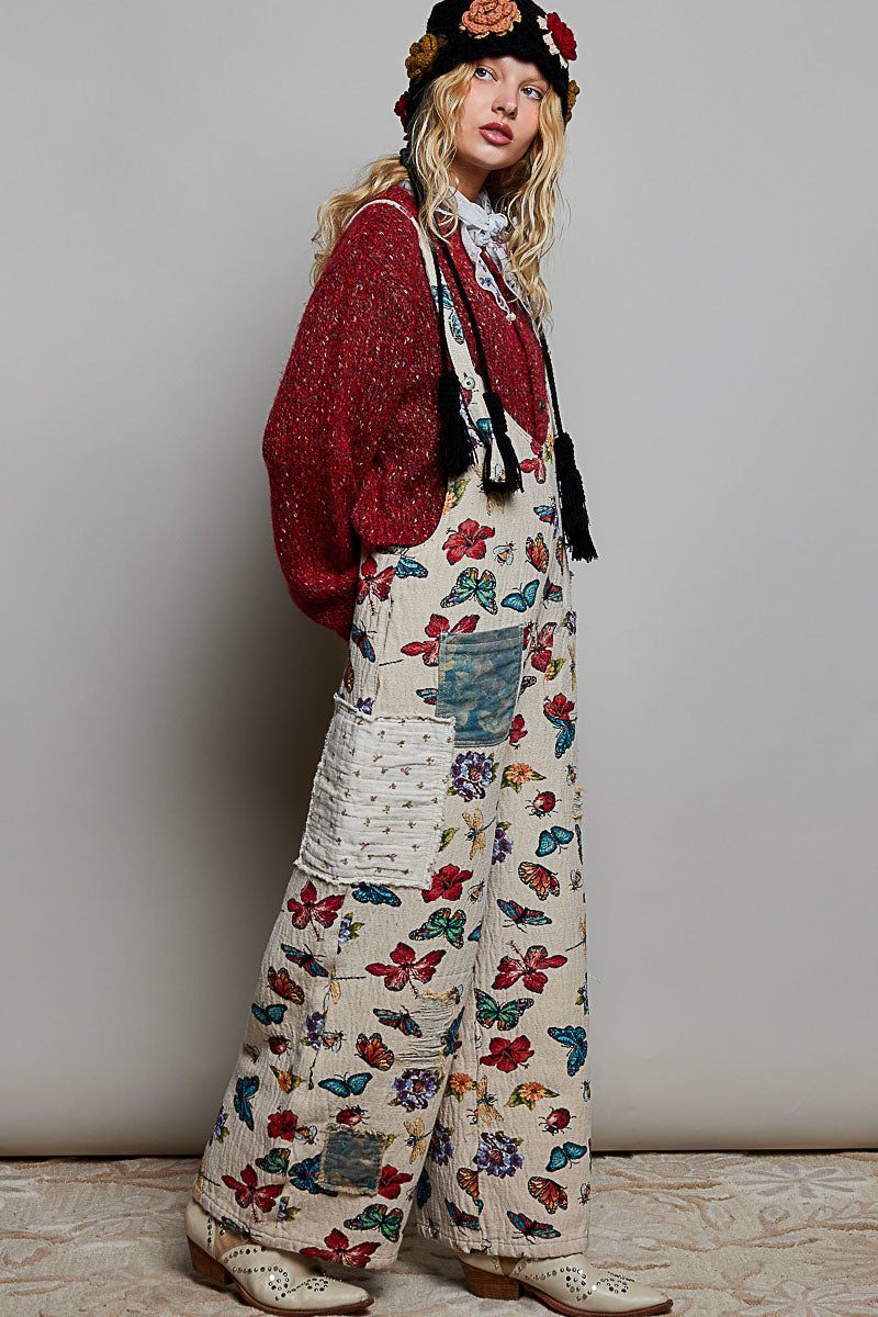 POL Almond Butterfly Overalls