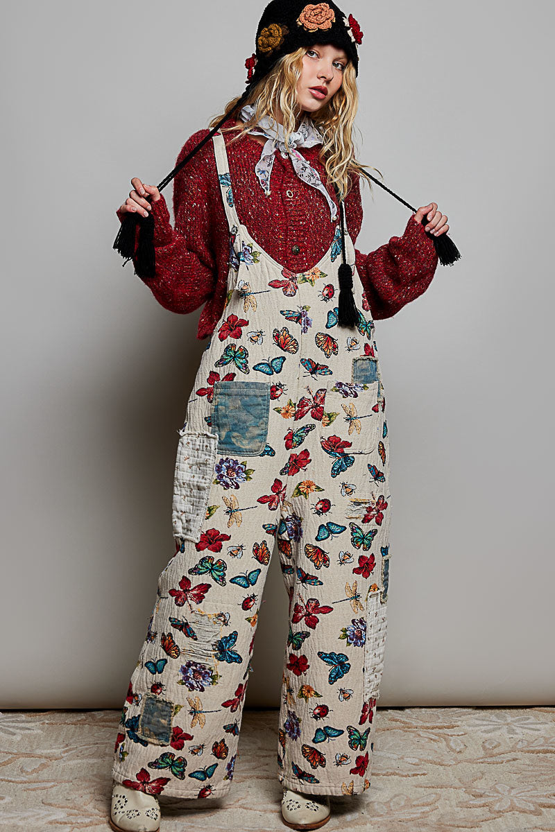 POL Almond Butterfly Overalls