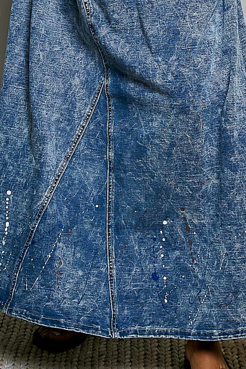 POL Denim Overalls Maxi Long Dress