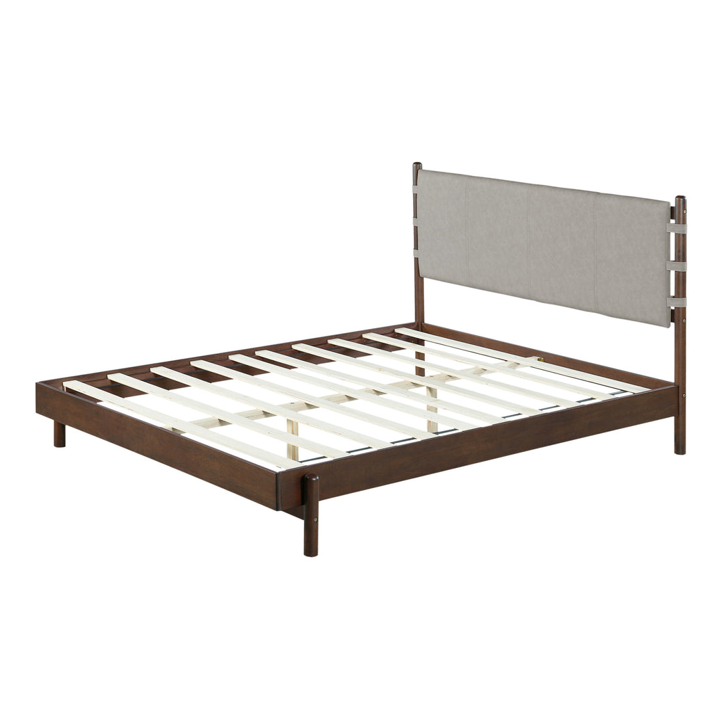 Modern Queen Bed Frame Set with 2 Nightstands, Light Gray Wood Platform Bed with Headboard and Matching Bedside Tables for Bedroom
