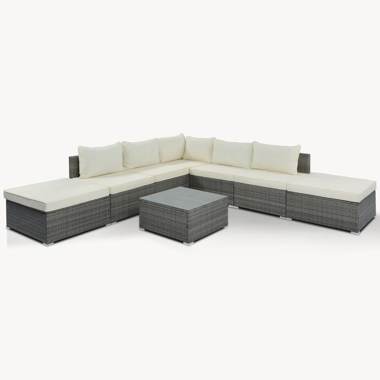 LuneluX_Home – 8-Piece Wicker Patio Conversation Set with Cushions