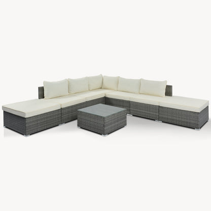 LuneluX_Home – 8-Piece Wicker Patio Conversation Set with Cushions