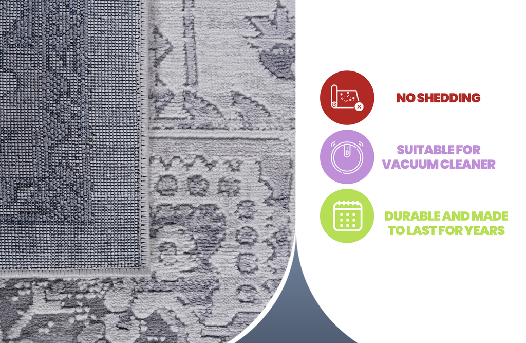 NAAR MARFI Collection 6X9 Silver / Oriental Area Rug