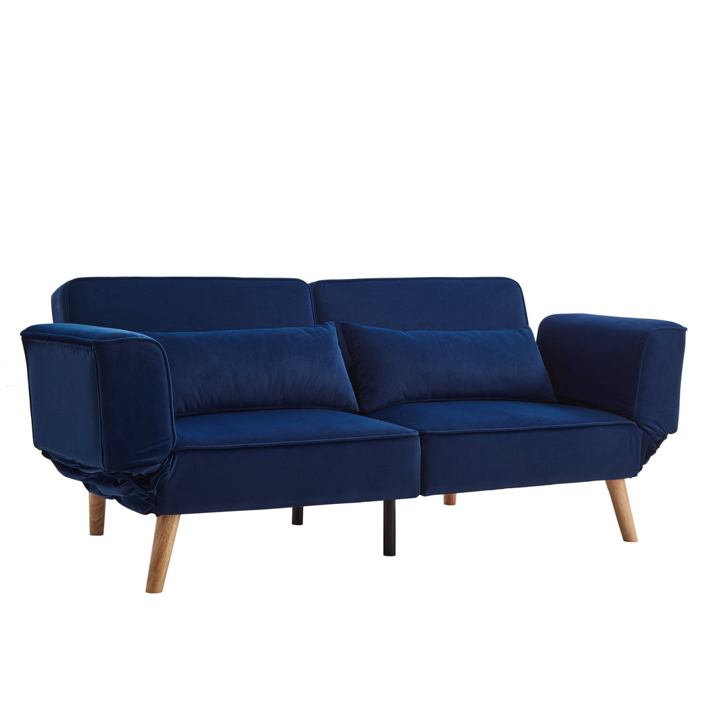 72.8''Futon Sofa Bed, Sleeper Sofa, Small Couch with Adjustable Armrests, Adjustable Recliner Sleeper Sofa Bed for Living Room, Bedroom, Apartment, Navy Blue