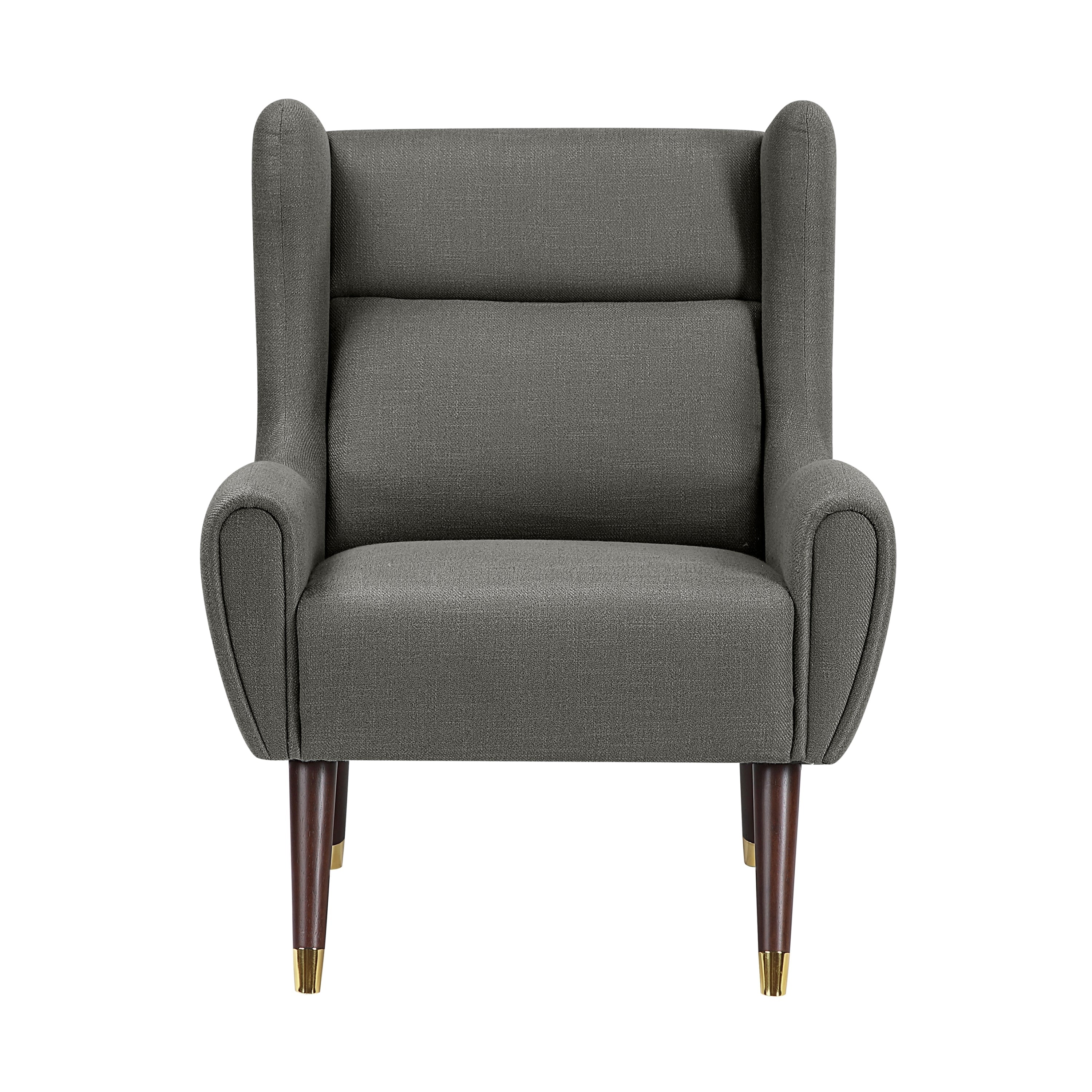 Modern Wingback Upholstered Dark Gray Accent Chair 1pc Solid Wood Sleek Design Luxury Furniture