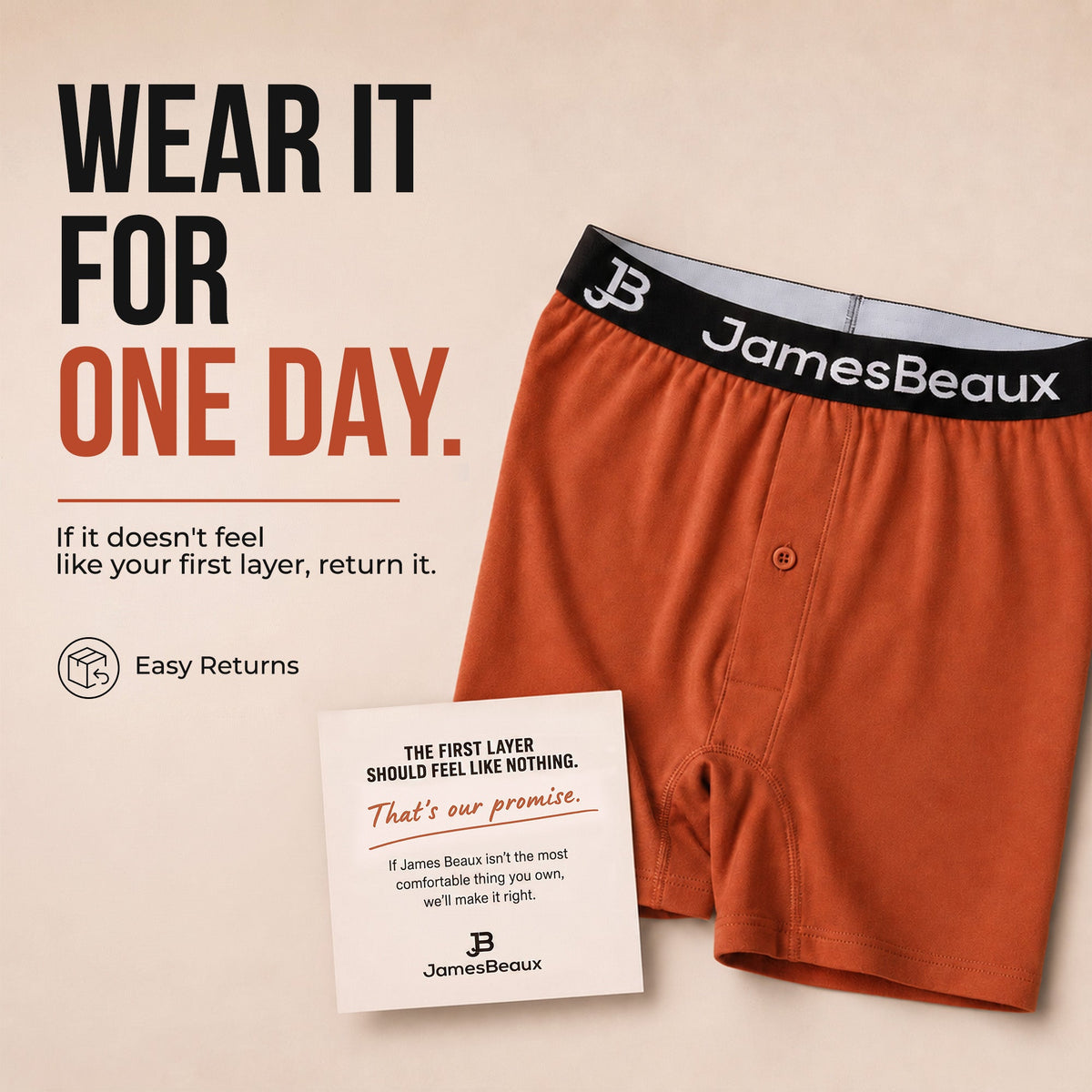 Men's Bamboo Boxer Shorts - Ultra-Soft & Breathable Underwear (Orange)