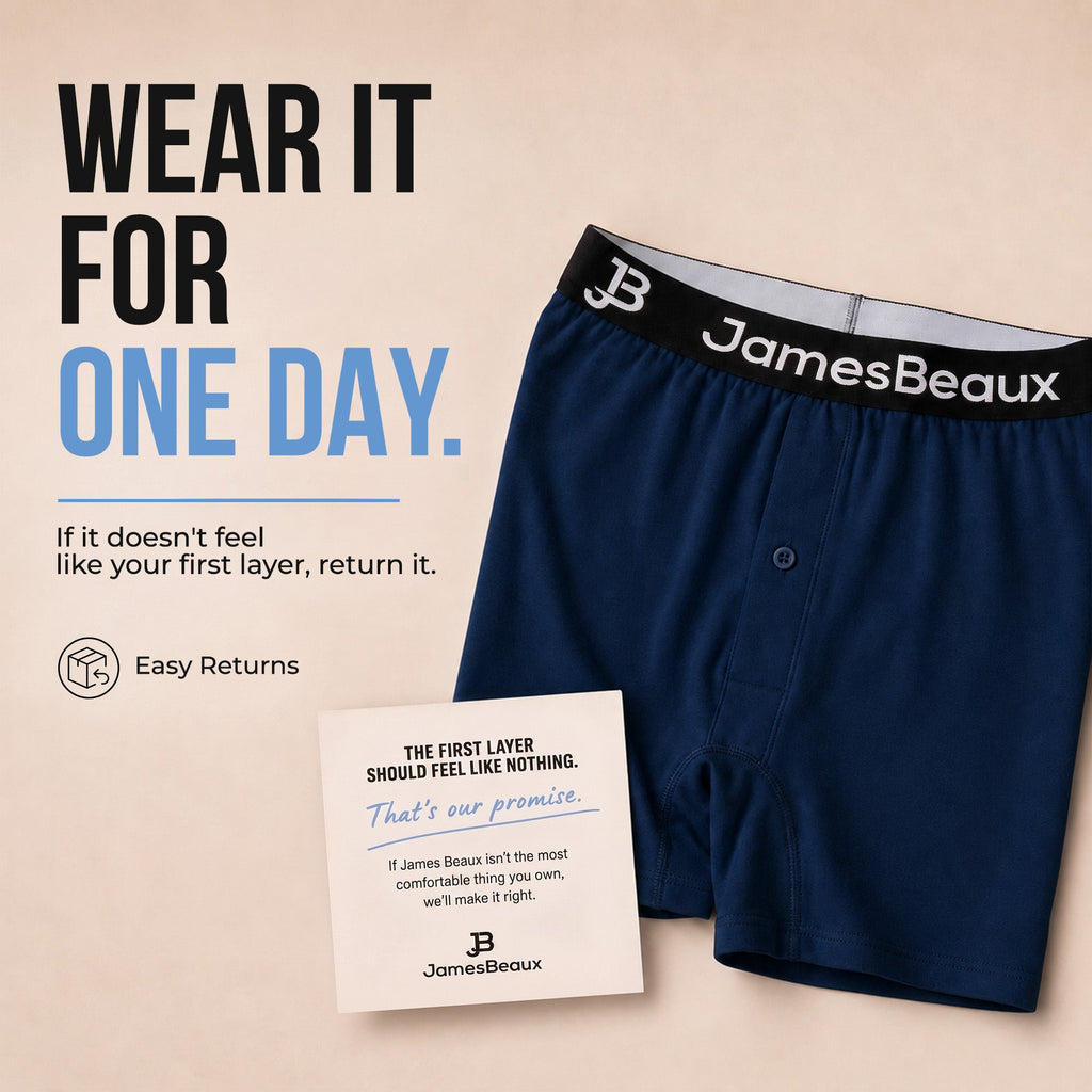 Men's Bamboo Boxer Shorts - Anti-Chafe & Breathable Underwear (Navy)