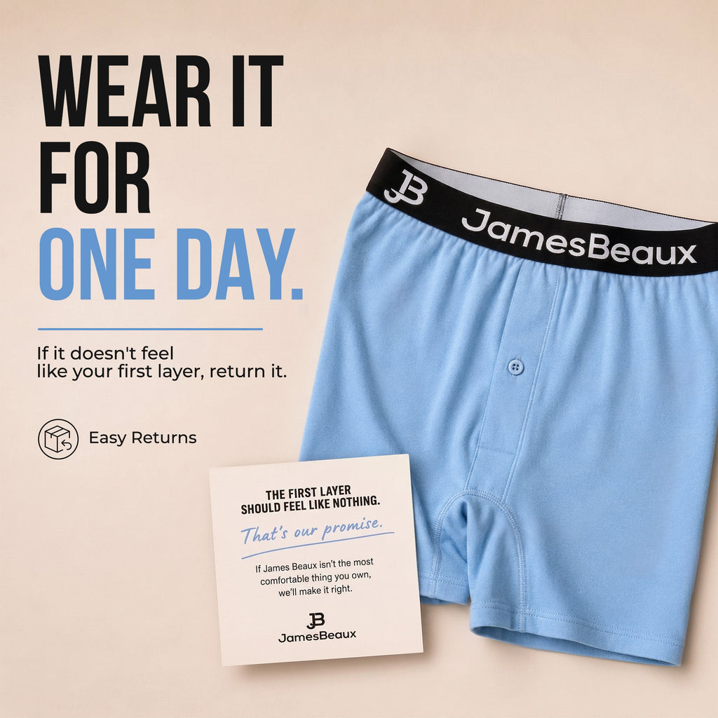 Men's Bamboo Boxer Shorts - Anti-Chafe & Breathable Underwear (Blue)
