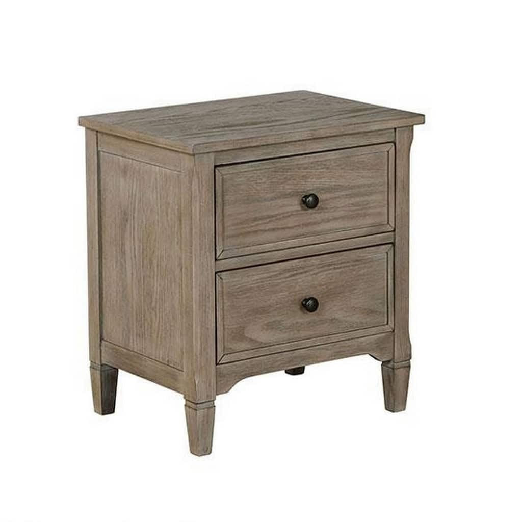 Transitional Full Size Bed w Trundle 2x Nightstands Warm Gray Bedroom Furniture Wood Grain Texture 3pc Set