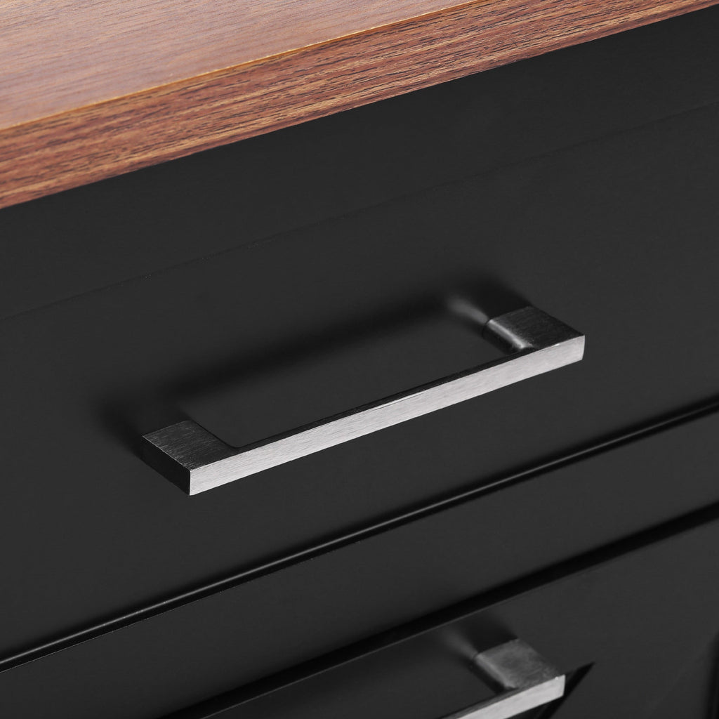 K&K 47.2' Farmhouse Kitchen Island with Drop Leaf, Kitchen Storage Island with Removable Side Racks, Two Drawers, Rolling Kitchen Cart on Wheels with Towel Rack, for Home, Kitchen, Dining Room, Black