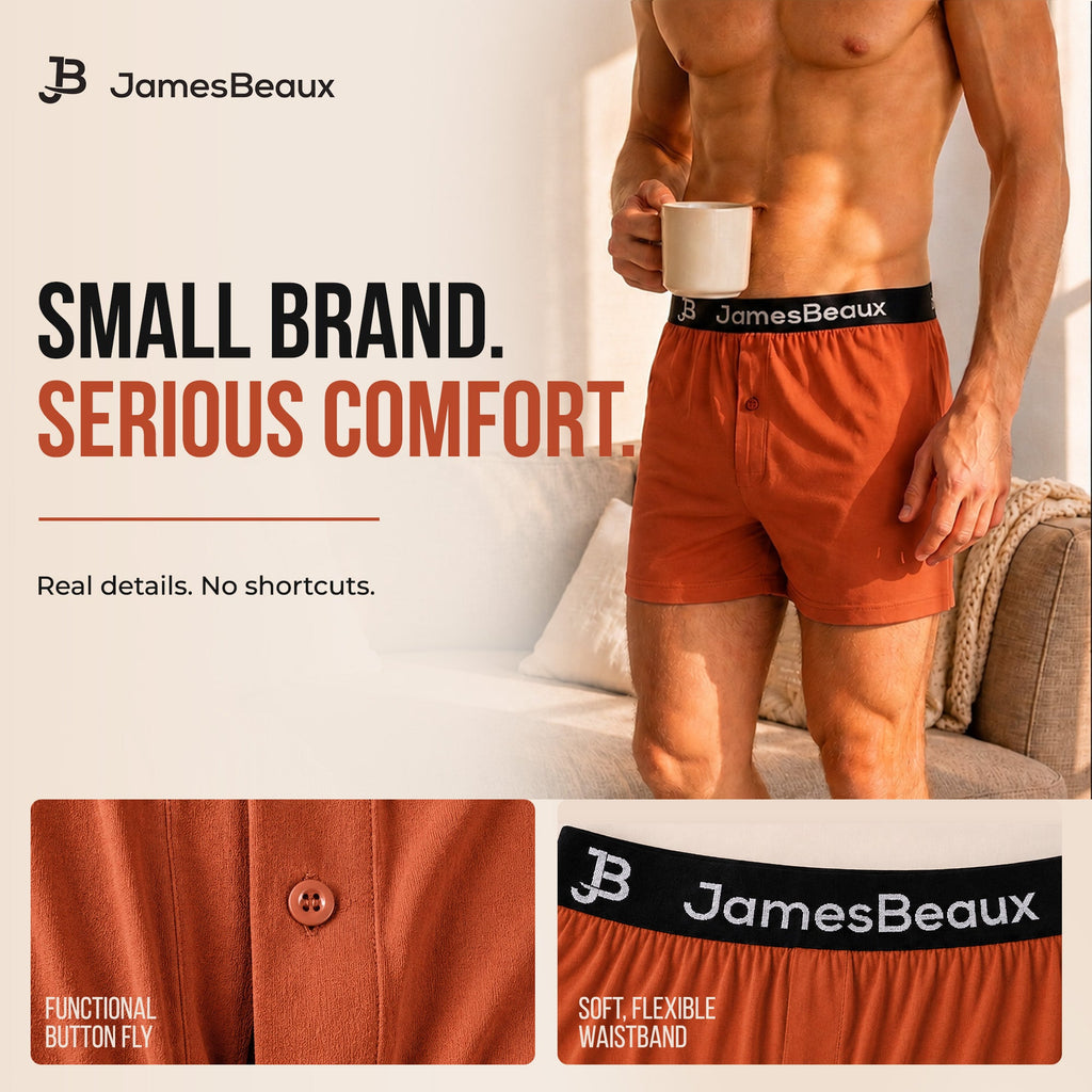 Men's Bamboo Boxer Shorts - Ultra-Soft & Breathable Underwear (Orange)