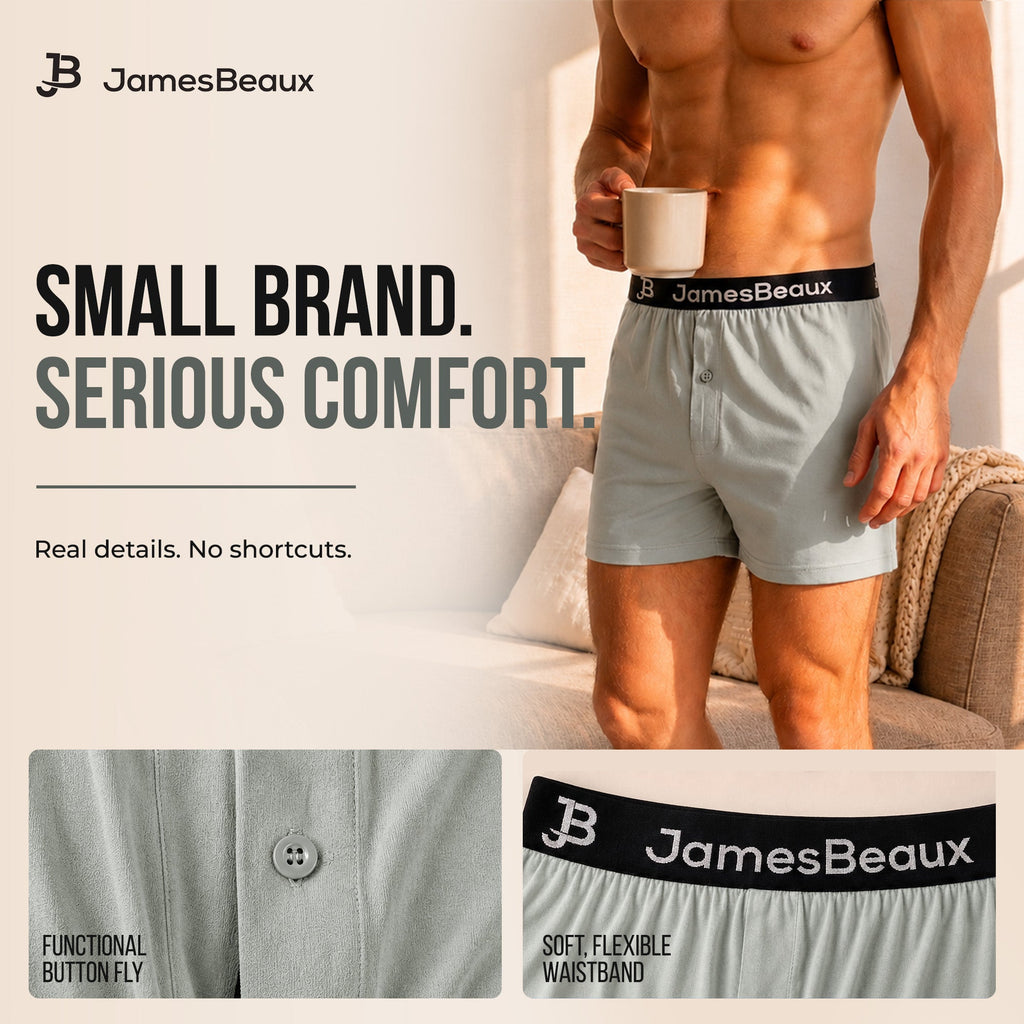 Men's Bamboo Boxer Shorts - Ultra-Soft & Breathable Underwear (Gray)
