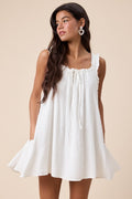 Lovely Clip Dot Print Front Tie Swing Mini Dress
