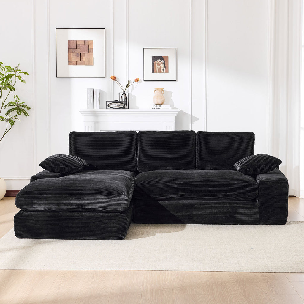 99*69' Modular Sectional Living Room Sofa Set, Modern Minimalist Style Couch, Upholstered Sleeper Sofa for Living Room, Bedroom, 2 PC Free Combination, Installation-free Sofa, L-Shape, Black