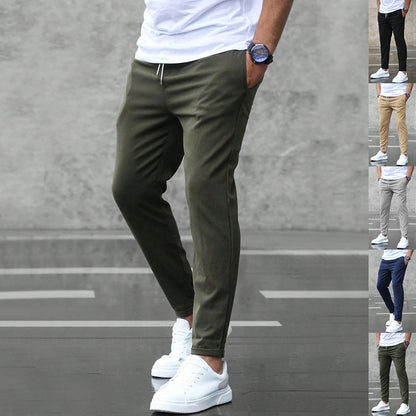 DenimDare™ Men’s Slim Fit Casual Pants With Drawstring & Pockets