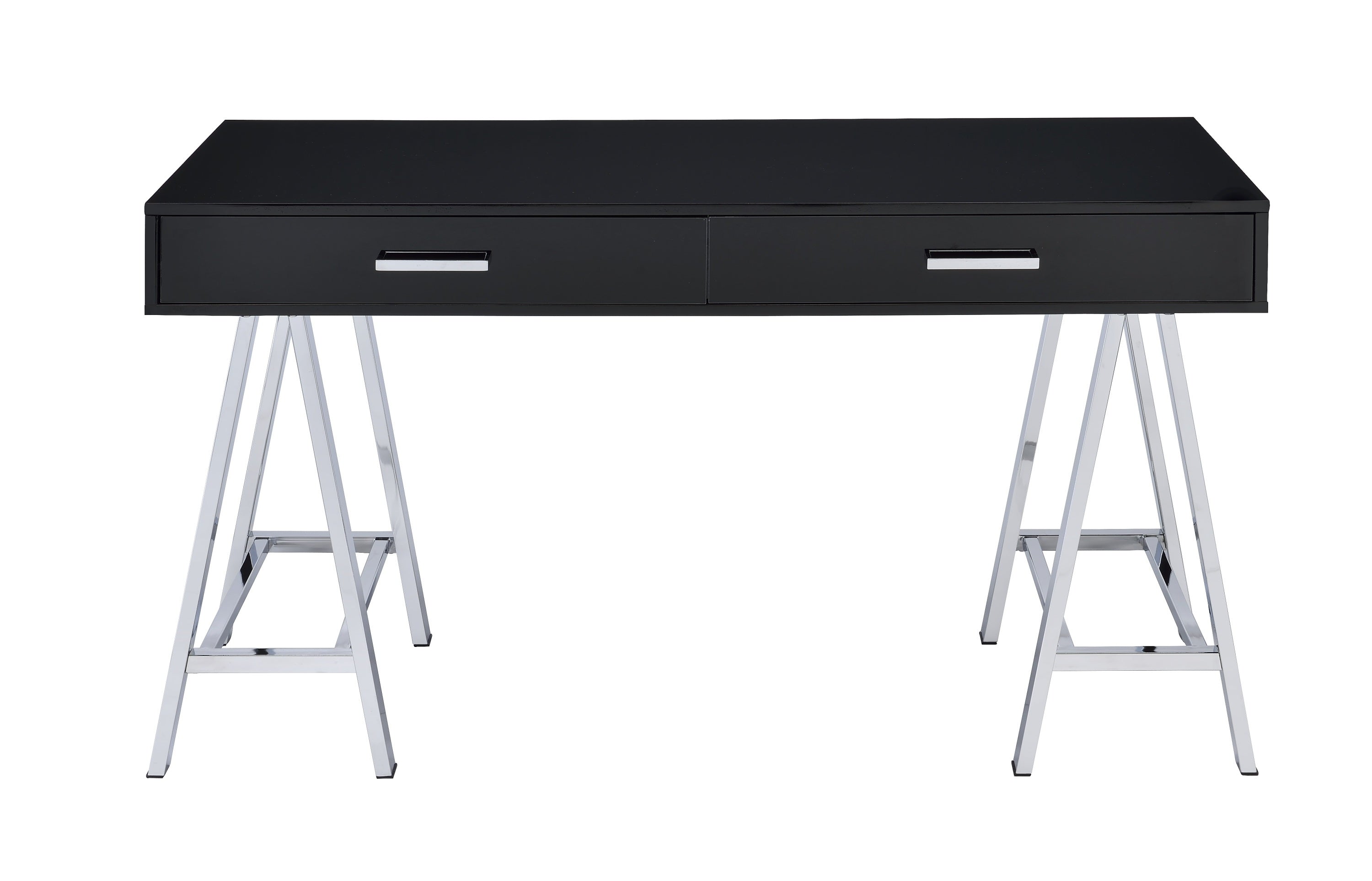 Coleen  Black High Gloss & Chrome Finish Writing Desk