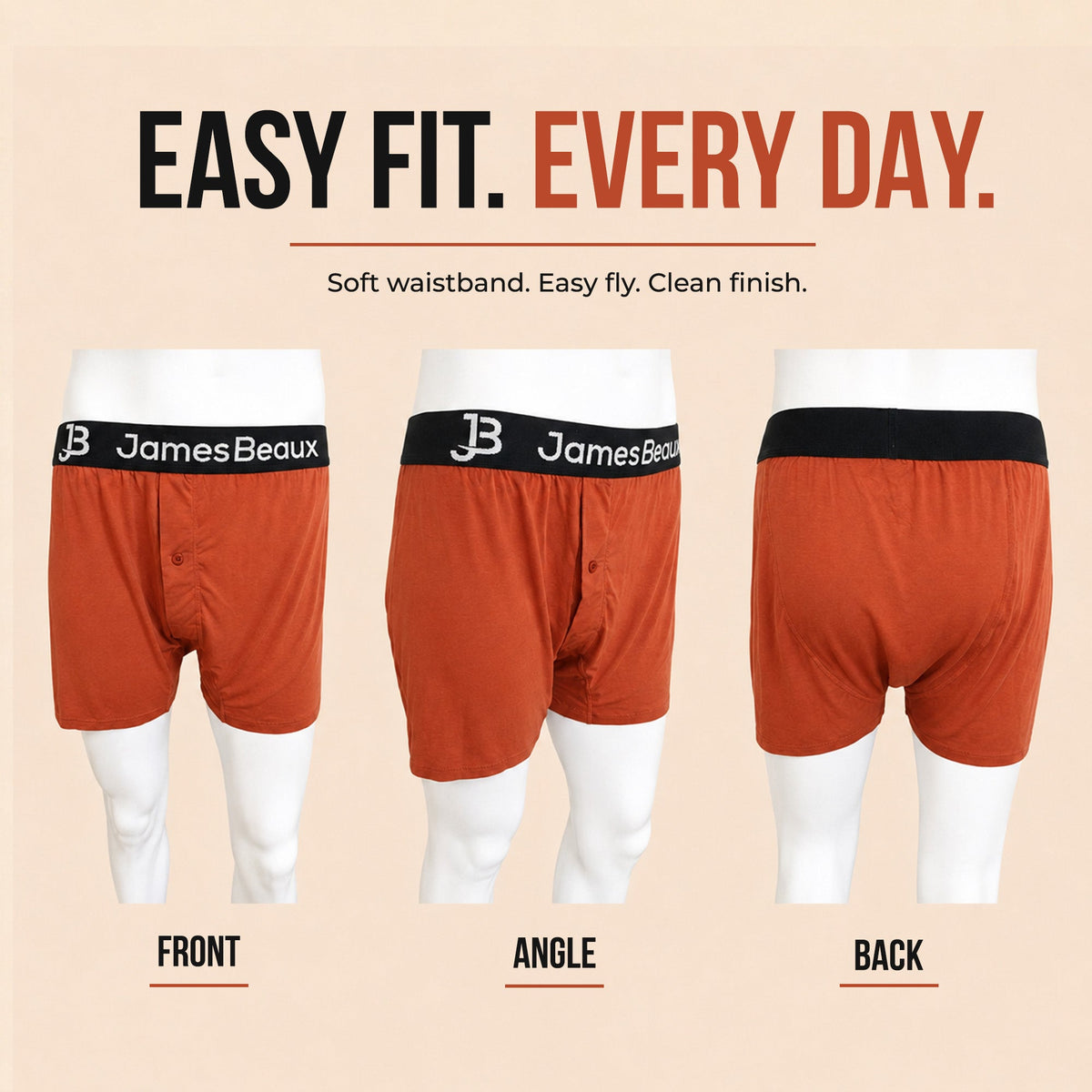 Men's Bamboo Boxer Shorts - Ultra-Soft & Breathable Underwear (Orange)