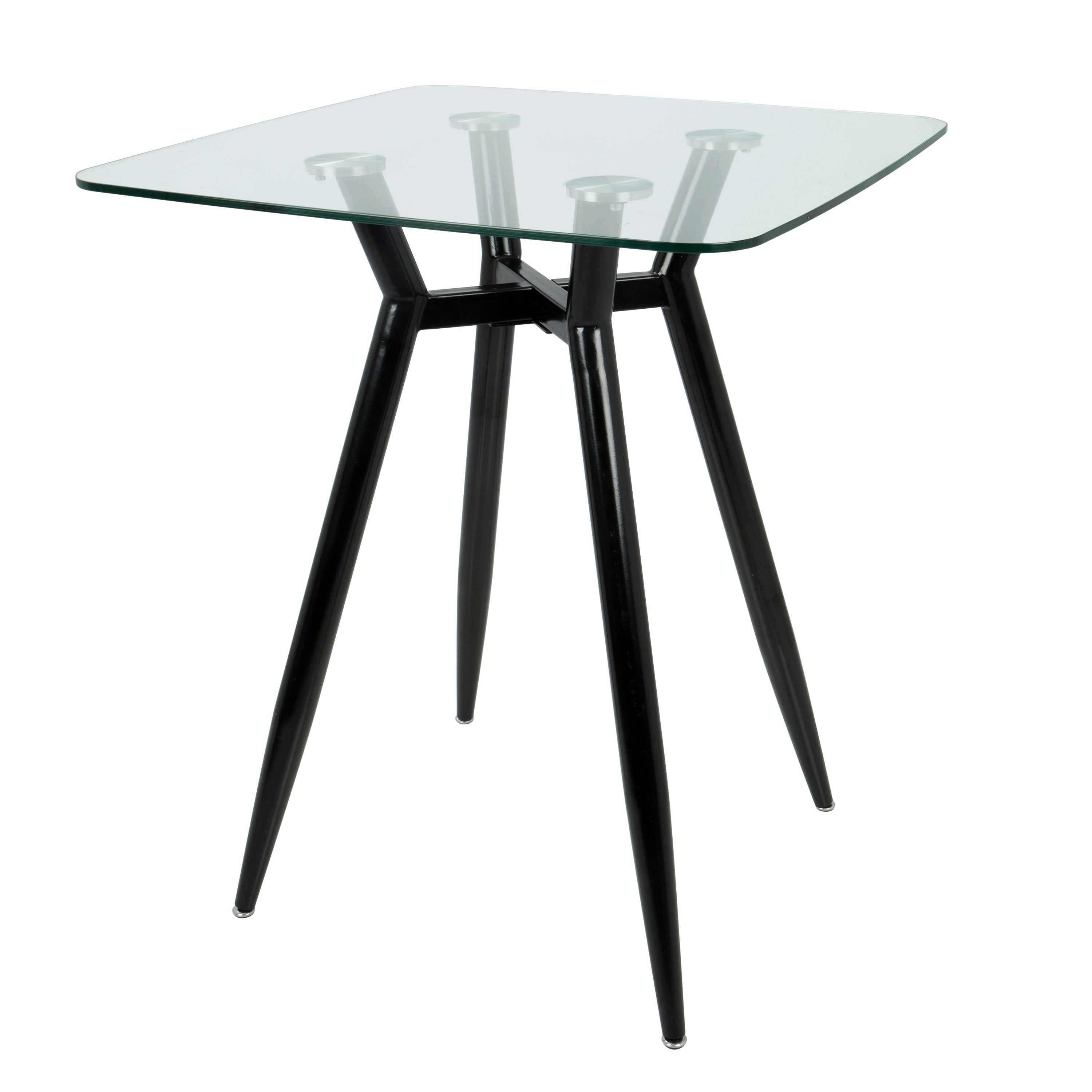 Clara Mid-Century Modern Square Counter Table with Black Metal Legs and Clear Glass Top by LumiSource