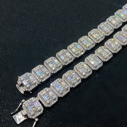 S925 Silver Rectangular Moissanite Cuban Link Chain – Sophisticated