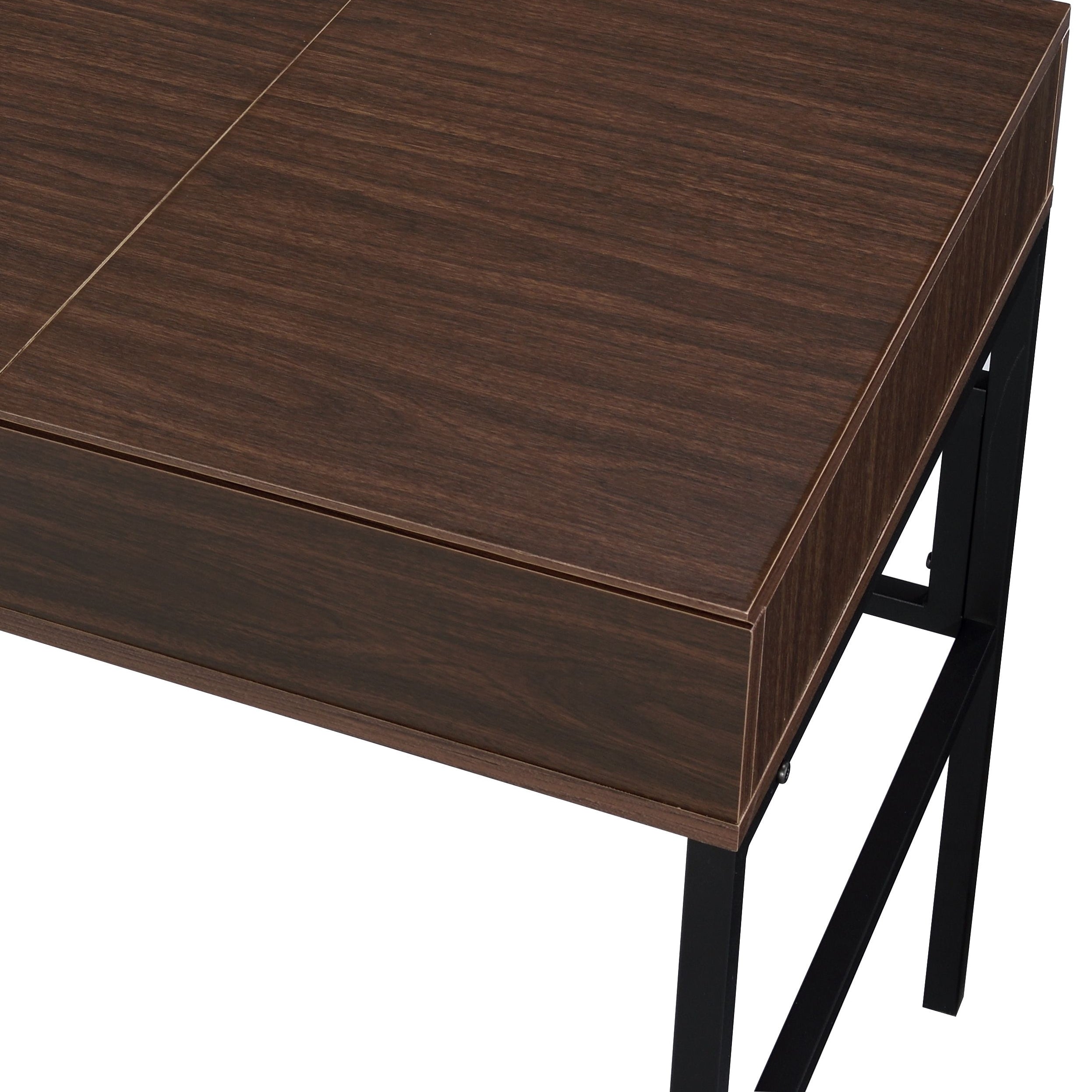 Verster Oak & Black Finish Writing Desk W/USB