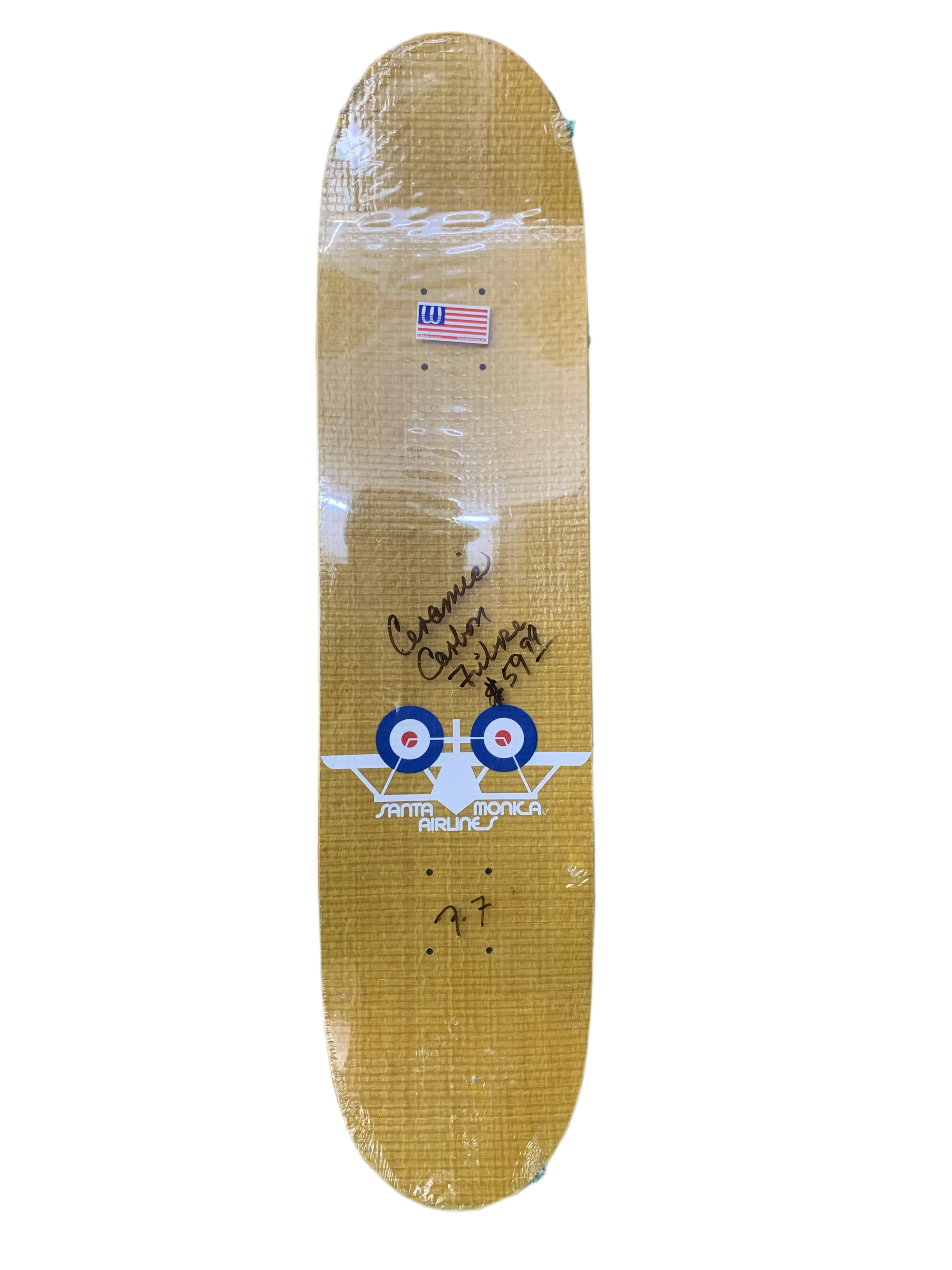 Santa Monica Airlines XOX Ceramic Carbon Fiber 7.7" Classic Skateboard Deck