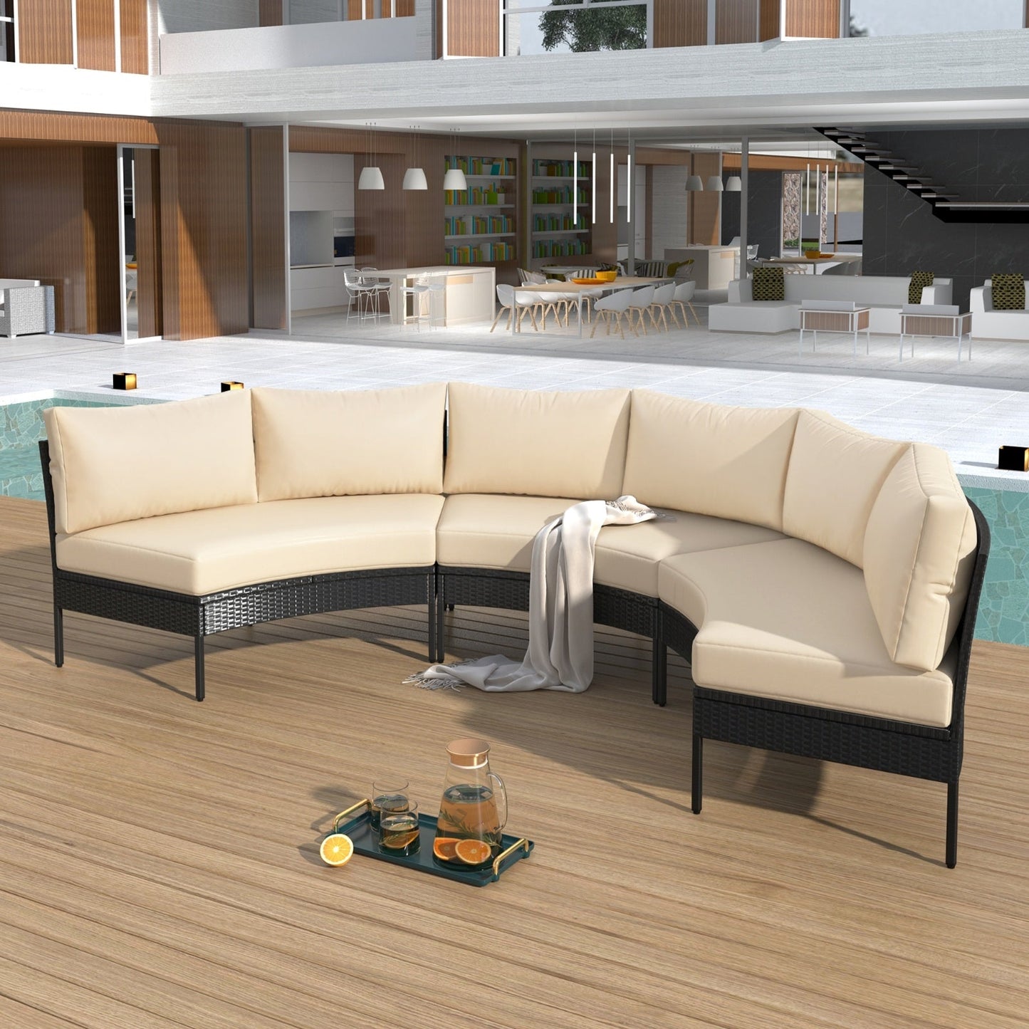 LuneluX_Home – Outdoor Lounge Set - 3 pcs. (Rattan-Waterproof)