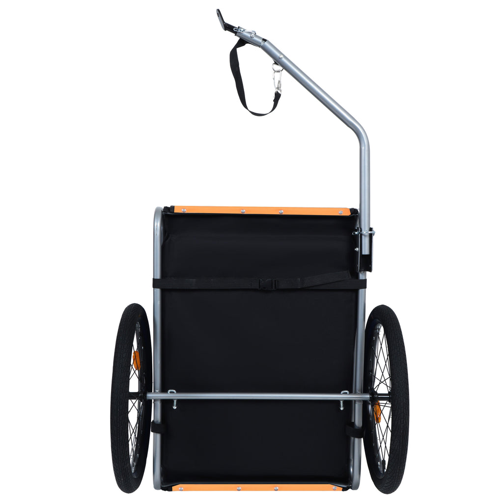 Large Folding Bike Trailer for Dogs – 66LB Capacity All-Terrain Pet Carrier, Durable Steel Frame for Cycling, Jogging, Camping & Outdoor Adventures, Black-Orange