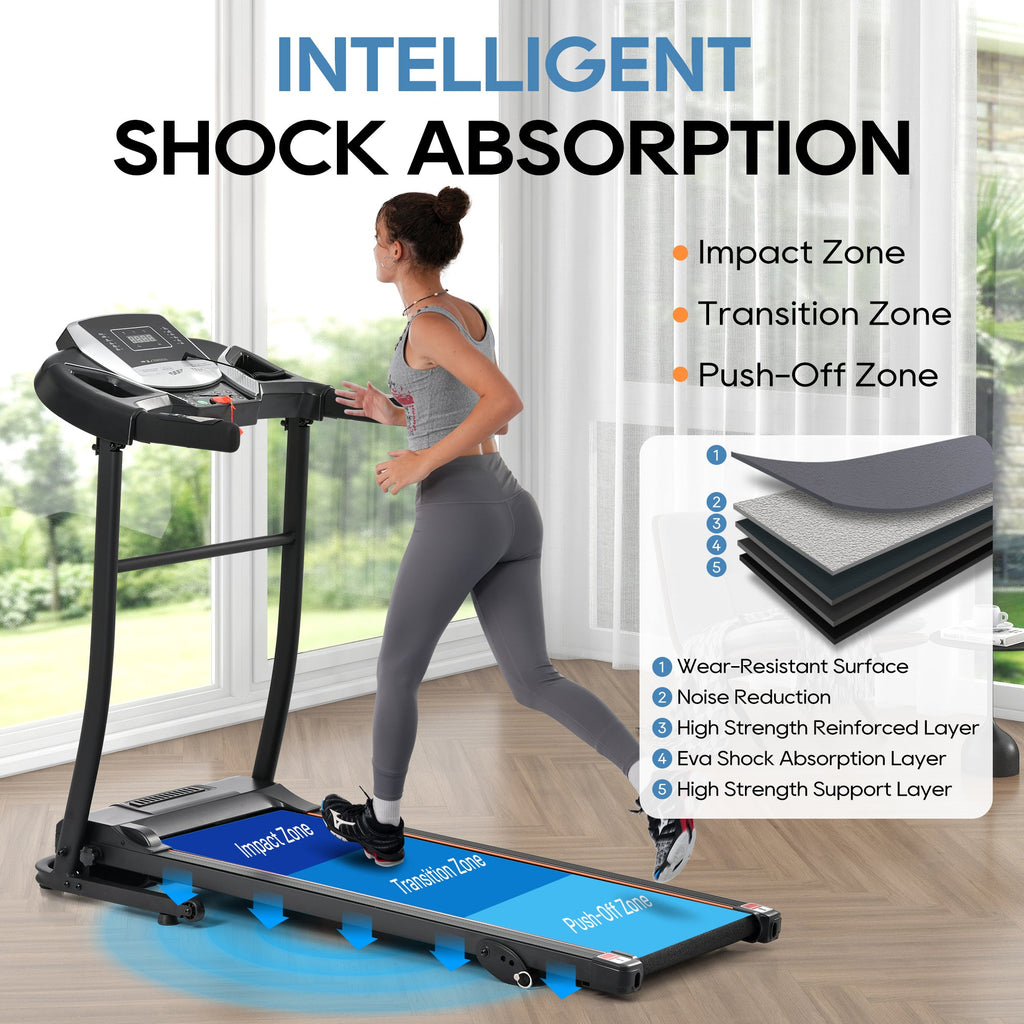 Treadmills for Home, Folding Treadmill with Incline and Heart Rate Sensor, 2.5HP Quiet Brushless with USB Charge Station, Small Space Portable Running Walking Machine, 300lbs Weight Capacity