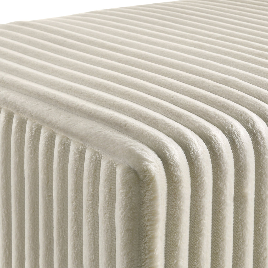 Mavela Wide Wale Corduroy Upholstery Panel Queen Bed with 2 Nightstands and Bench, Cream