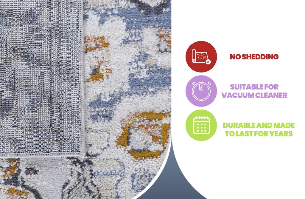 NAAR PAYAS Collection 2X8 Cream / Gold / Medallion Runner Rug