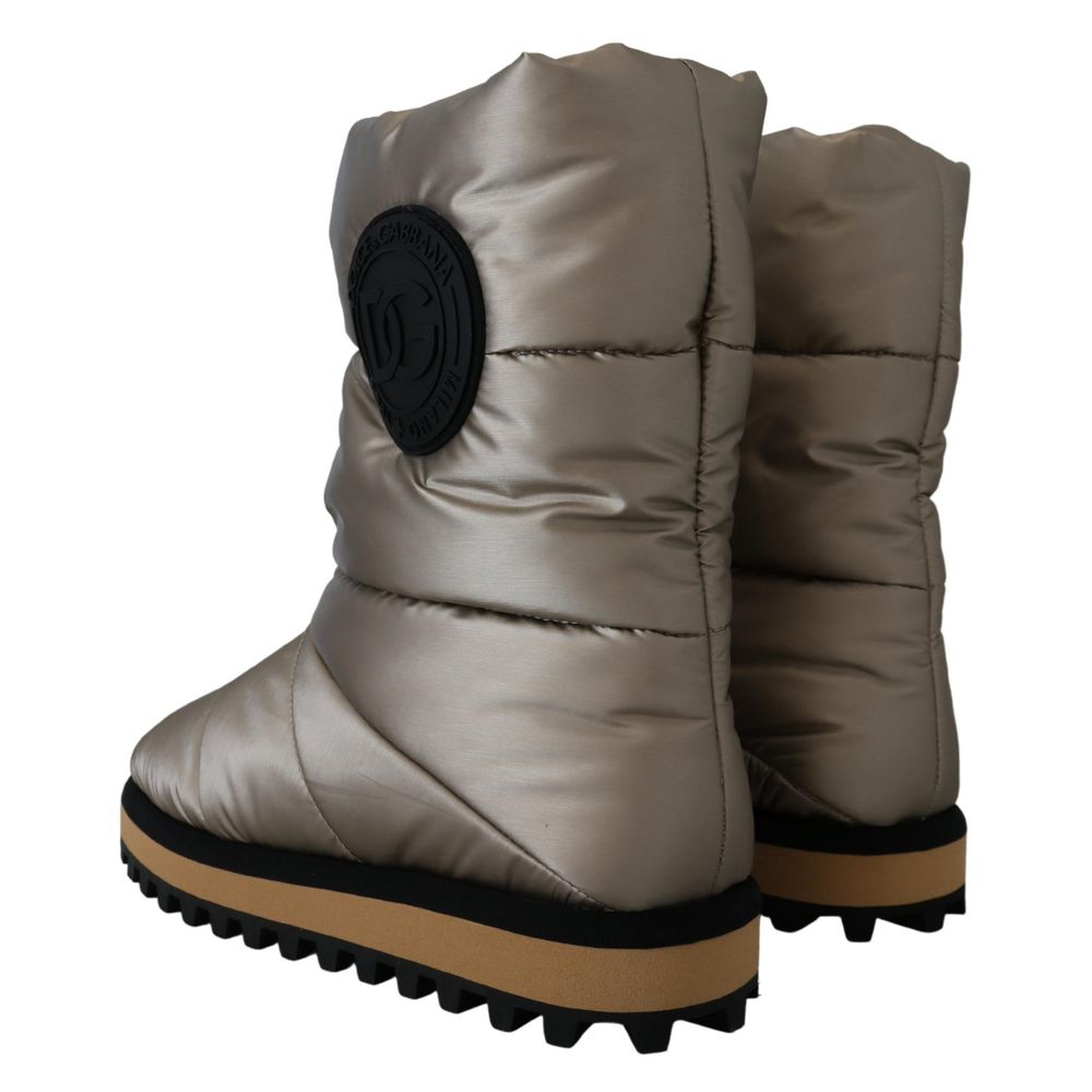 Dolce & Gabbana Silver Polyester Flat Boots