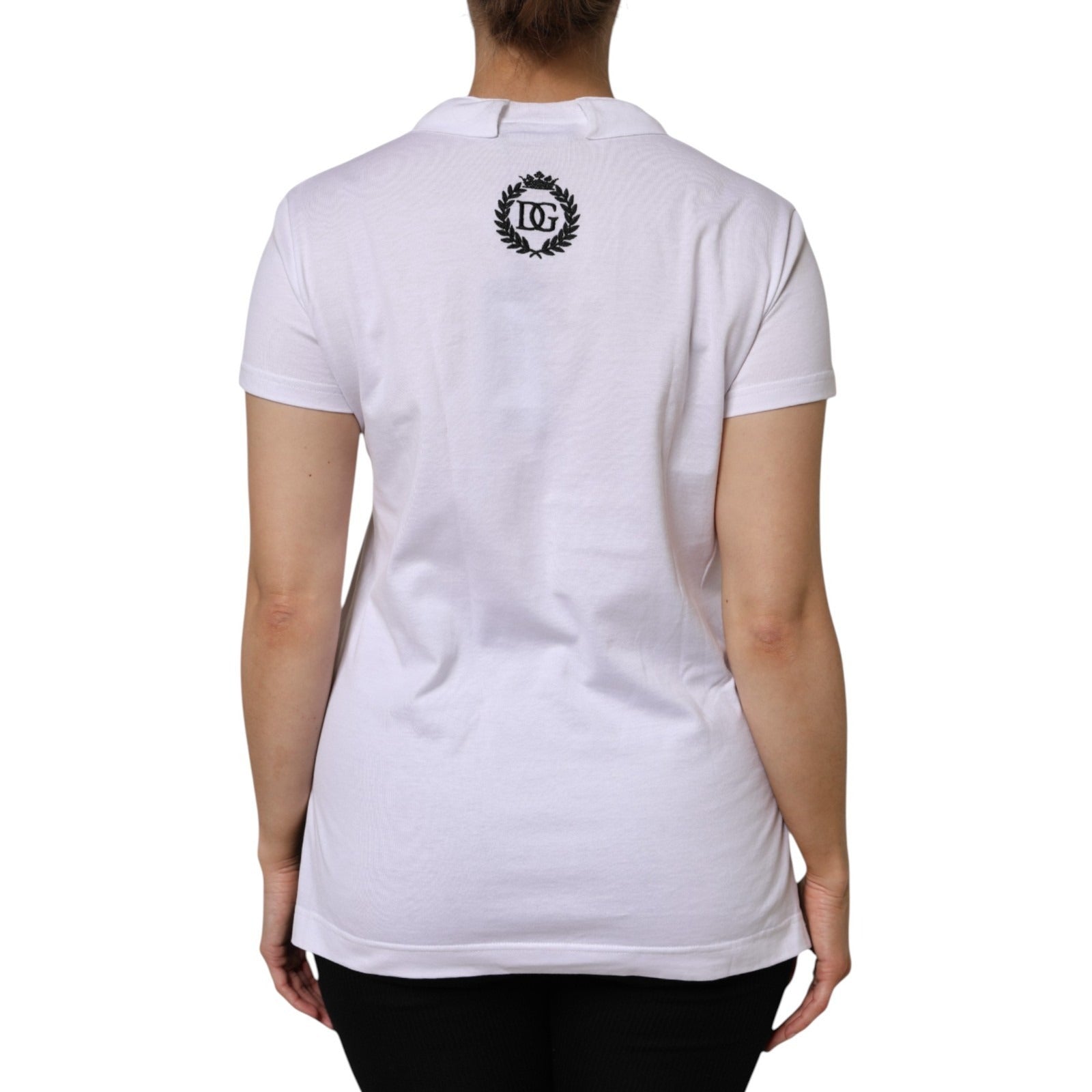 Dolce & Gabbana White V-Neck Cotton Short Sleeves T-shirt