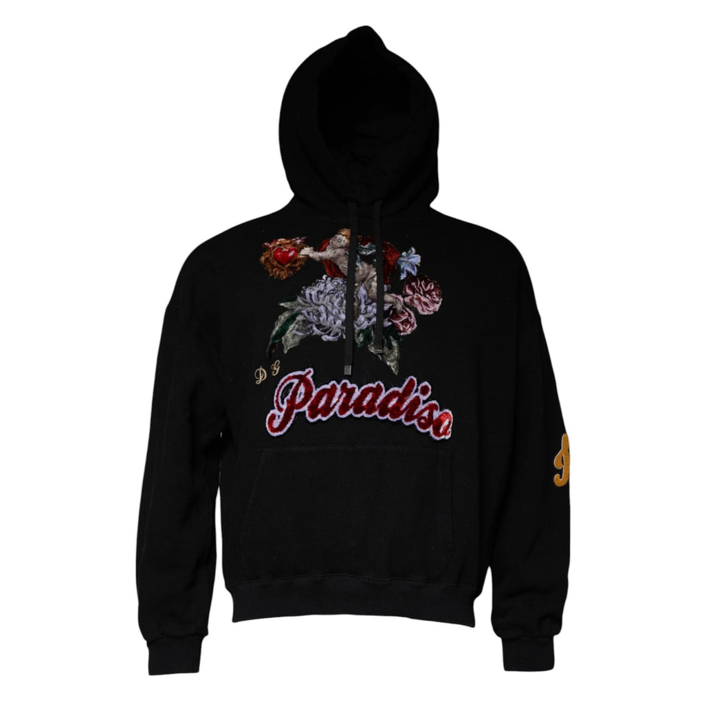 Dolce & Gabbana Black Paradiso Hooded Men Sweatshirt Sweater