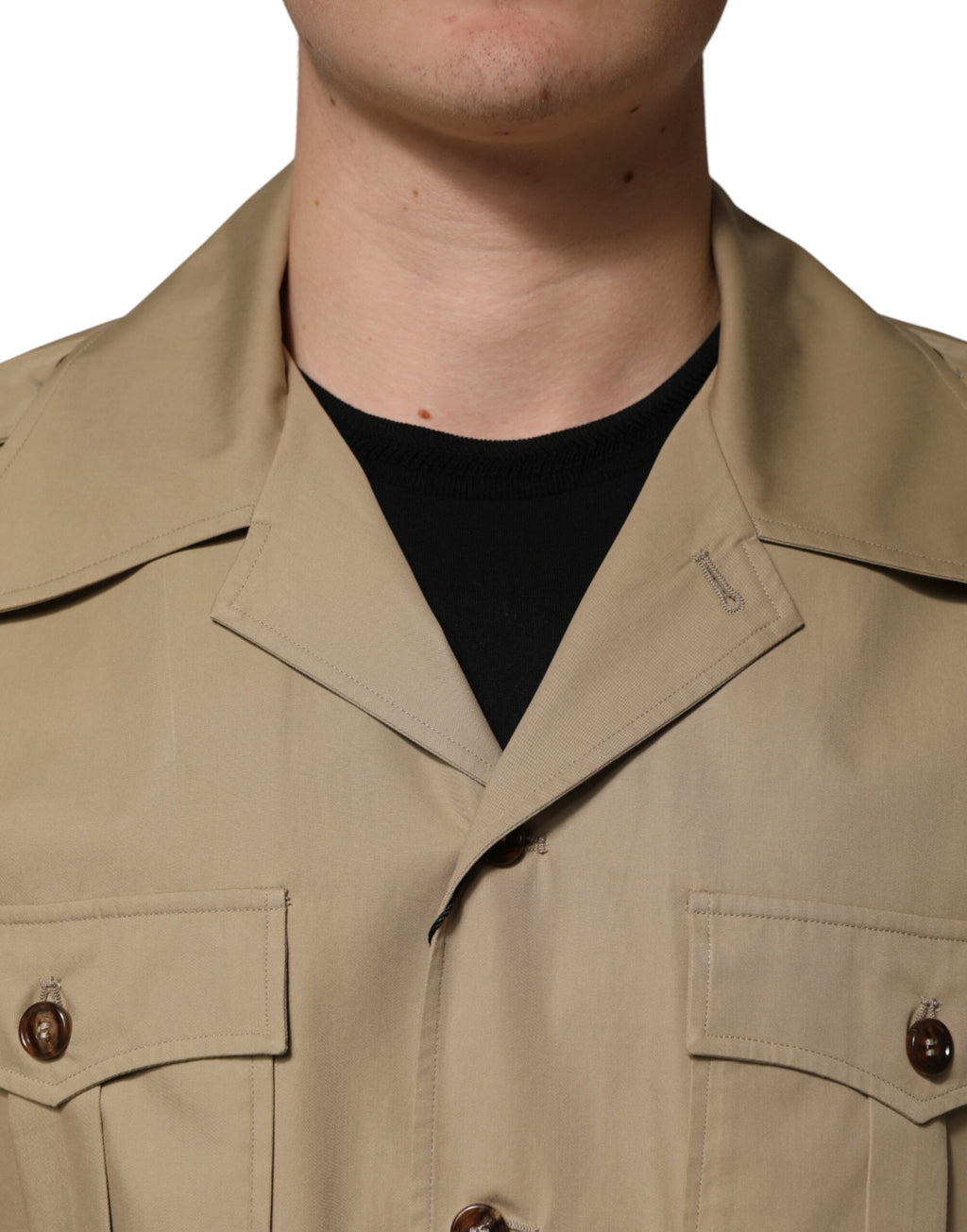 Dolce & Gabbana Brown Pin Up Short Sleeves Men Casual Shirt