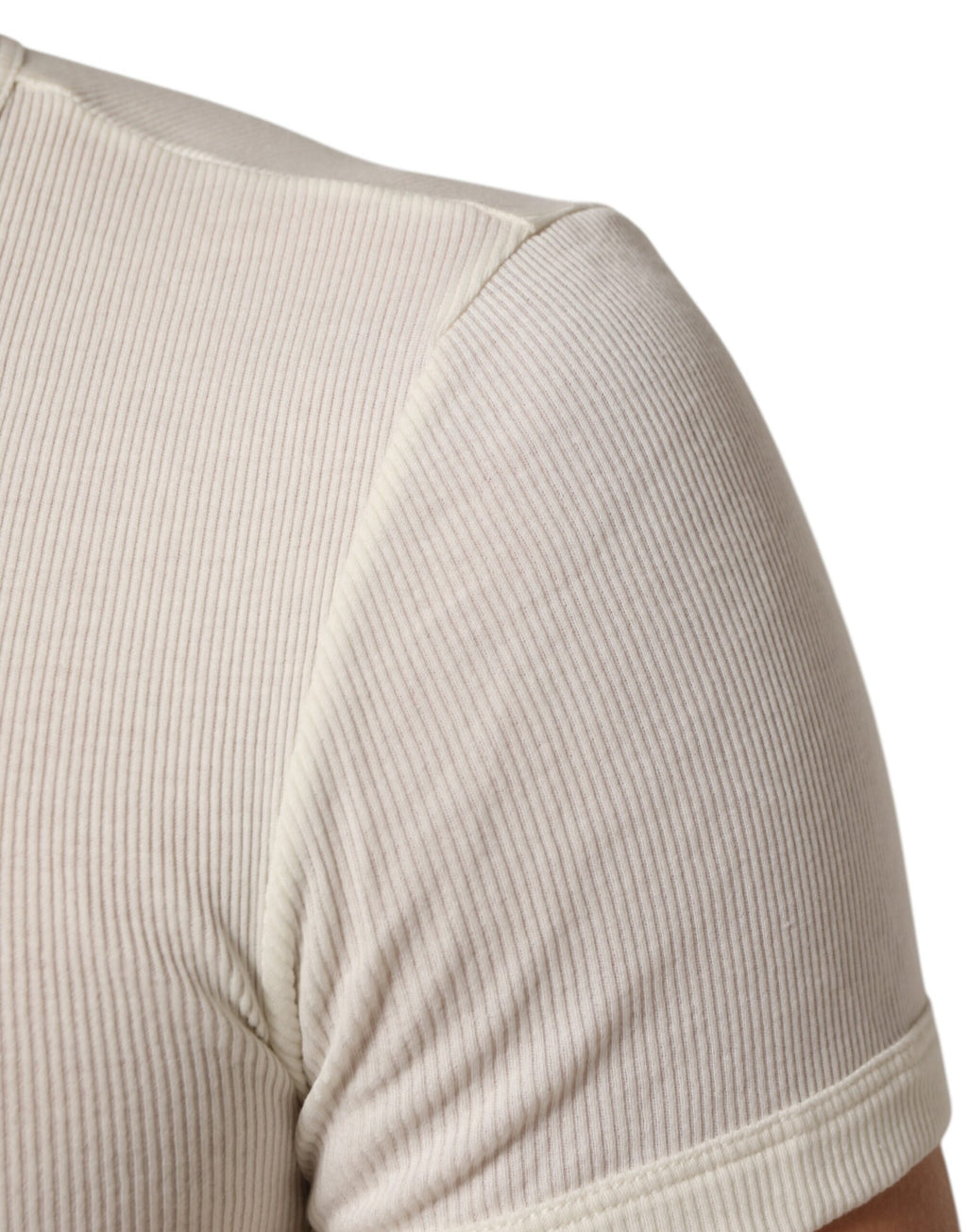 Dolce & Gabbana Off White Cotton Short Sleeve Henley T-shirt