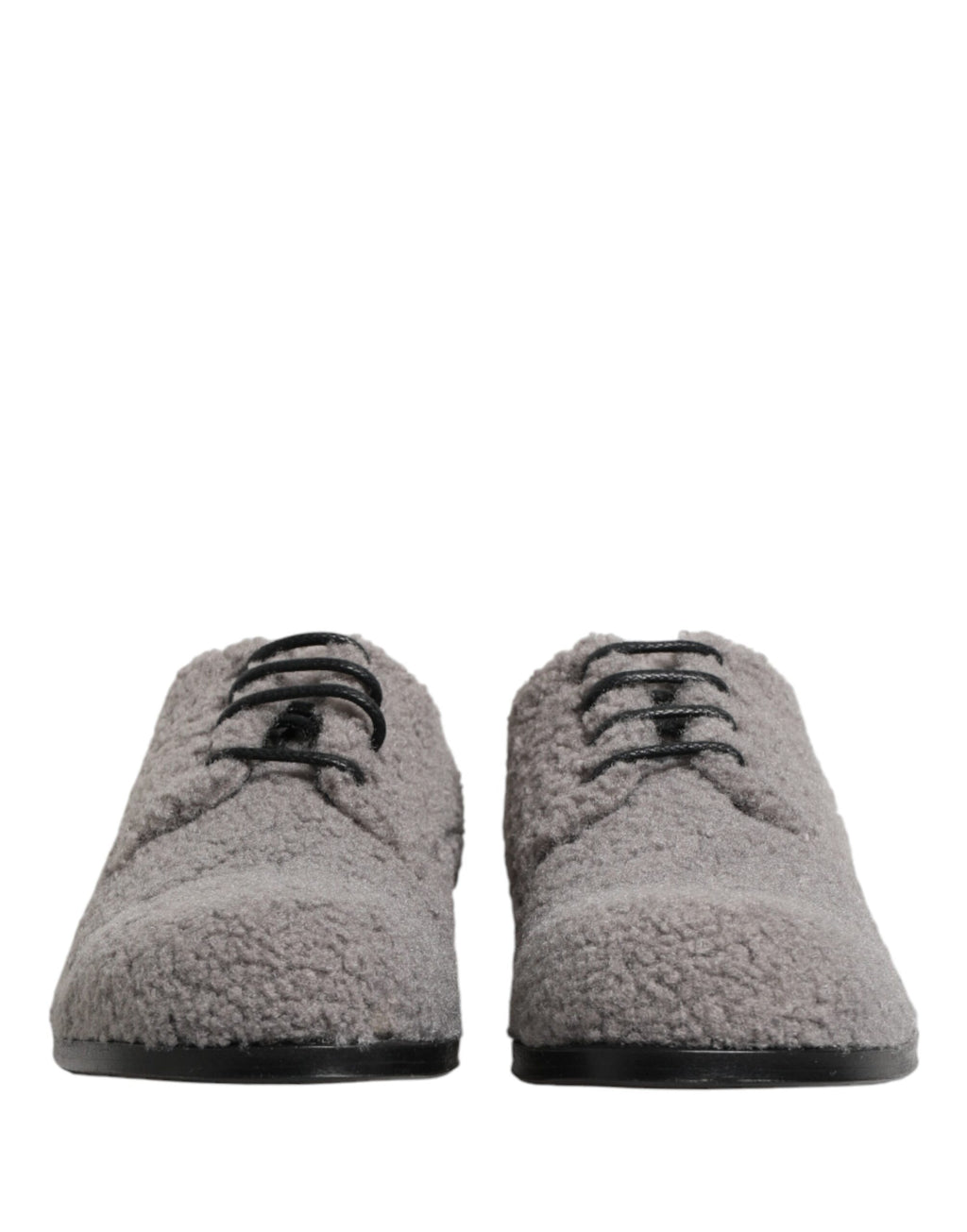 Dolce & Gabbana Gray Fleece Lace Up Men Derby Dress Shoes