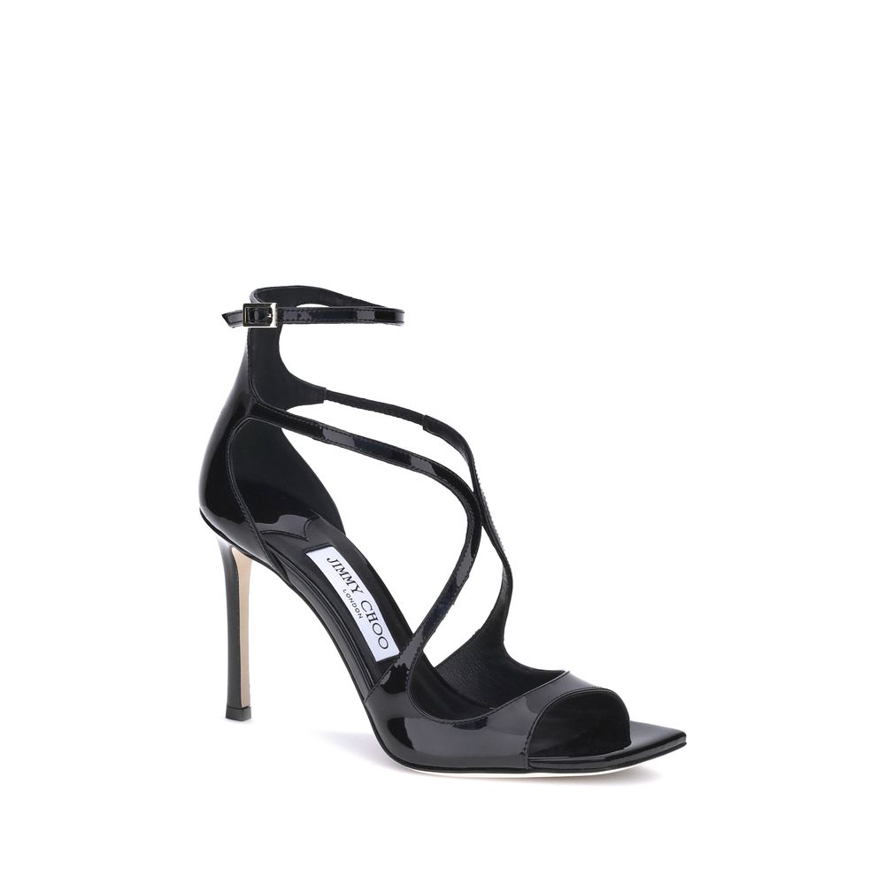 Jimmy Choo Black Calf Leather Bos Taurus Stiletto Heel Sandals