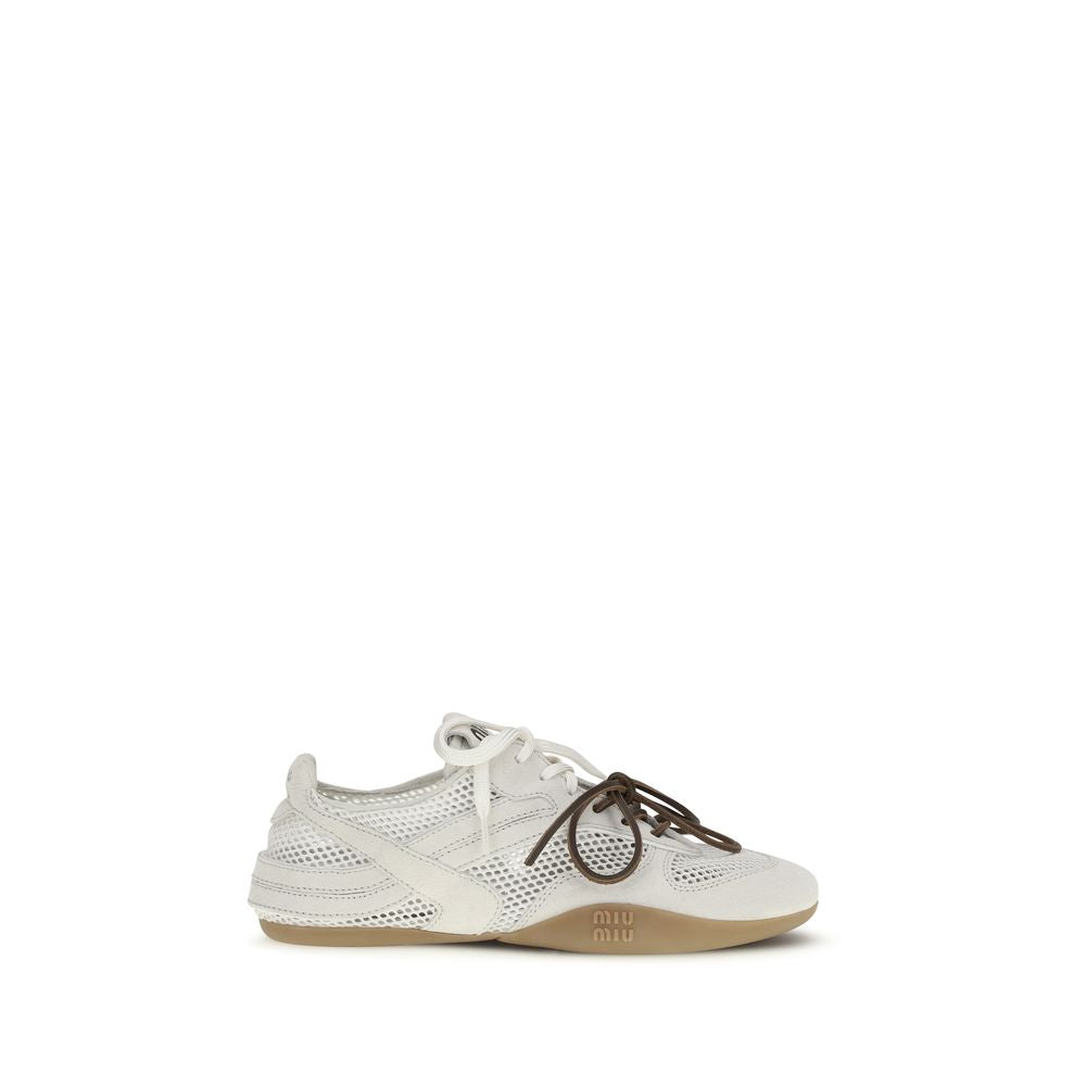 Miu Miu White Polyester Athletic Sneakers