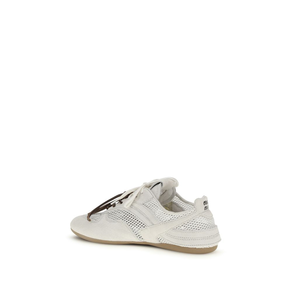 Miu Miu White Polyester Athletic Sneakers